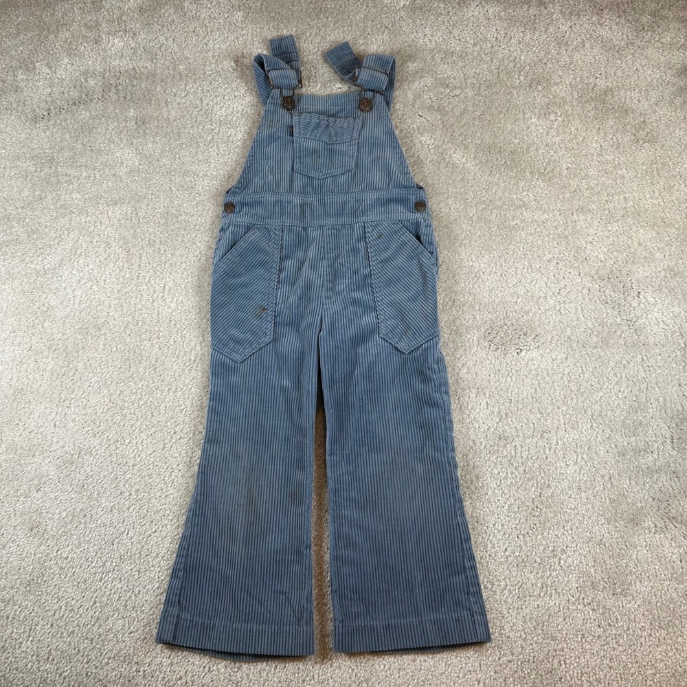 Vintage 80s Levi's Corduroy Overalls Kids 4T Blue Made in USA 12129-1414 Rare